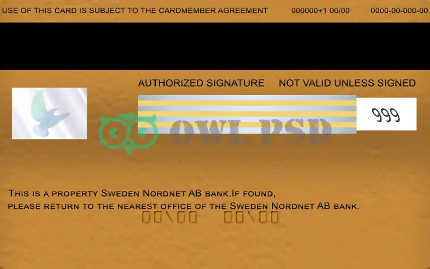 Sweden Nordnet AB Bank Credit Card Template preview image 2