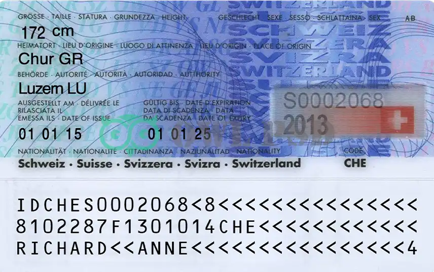 Switzerland ID Card Template 2005 preview image 2