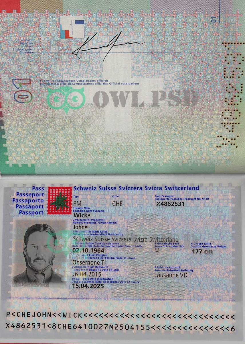 Switzerland Passport Template 2010 preview image 1