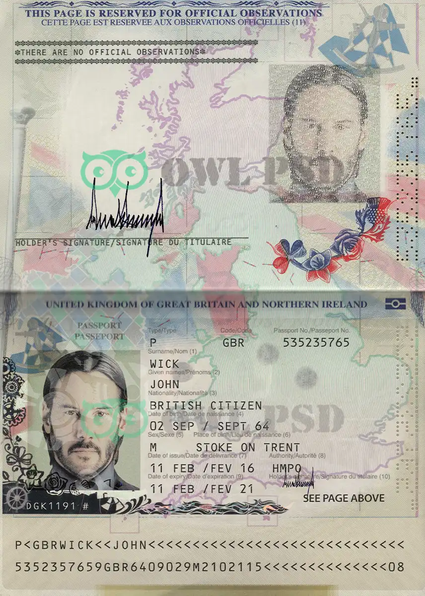 United Kingdom Passport Template 2019 preview image 1