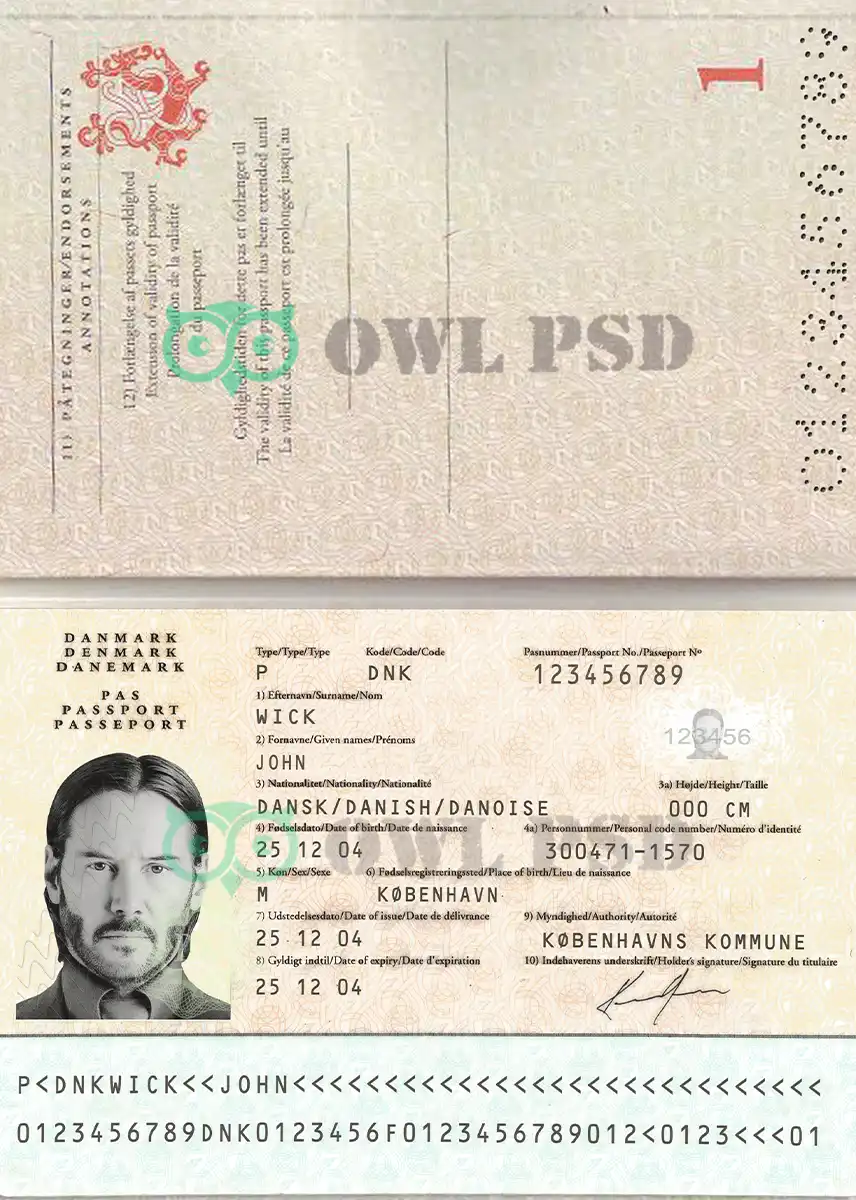 Denmark Passport Template preview image 1