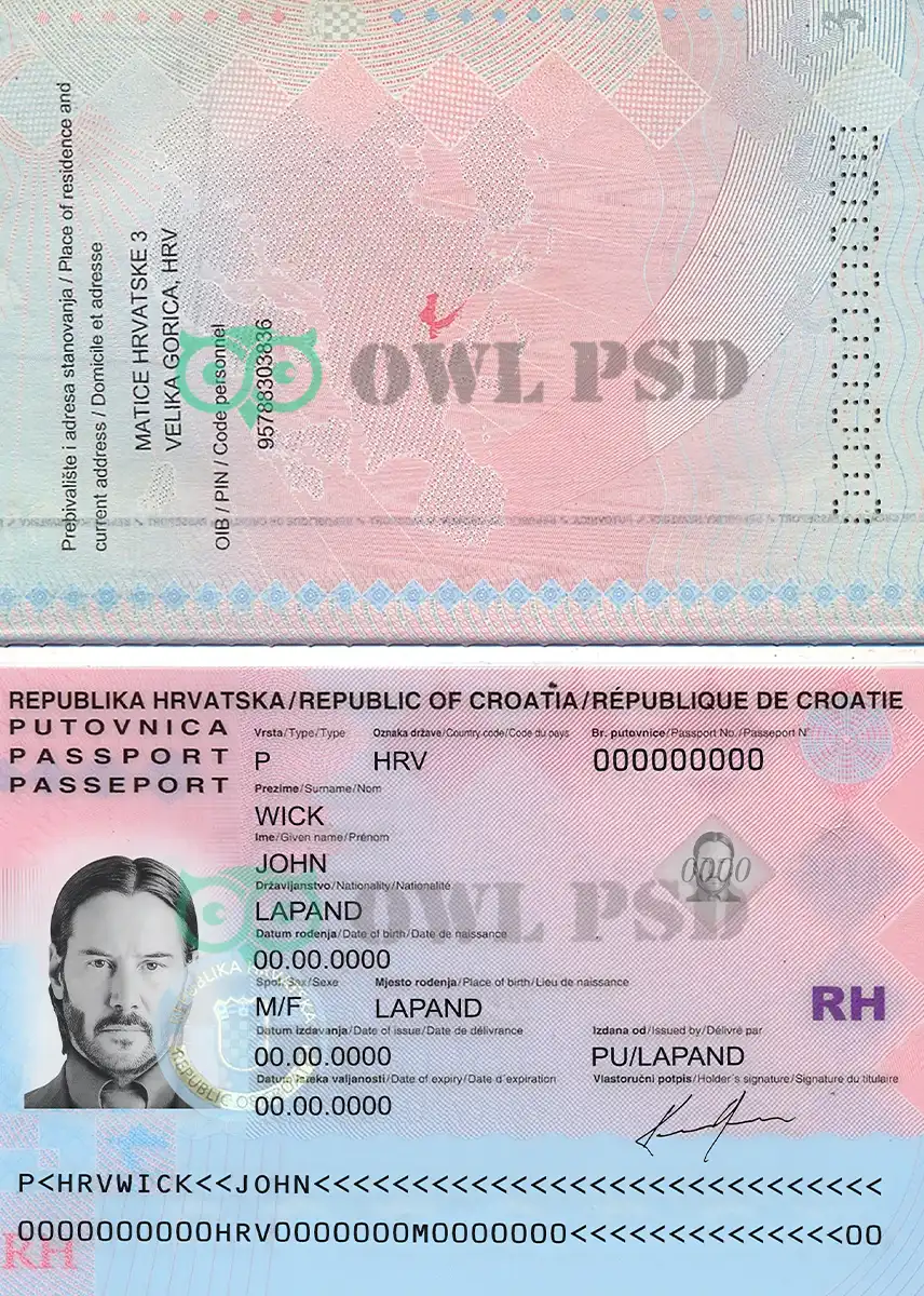 Croatia Passport Template preview image 1