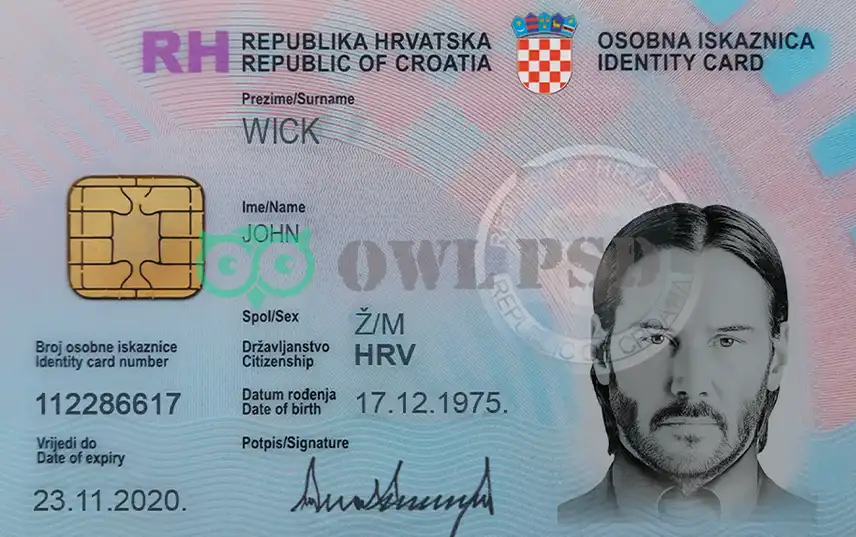 Croatia ID Card Template preview image 1