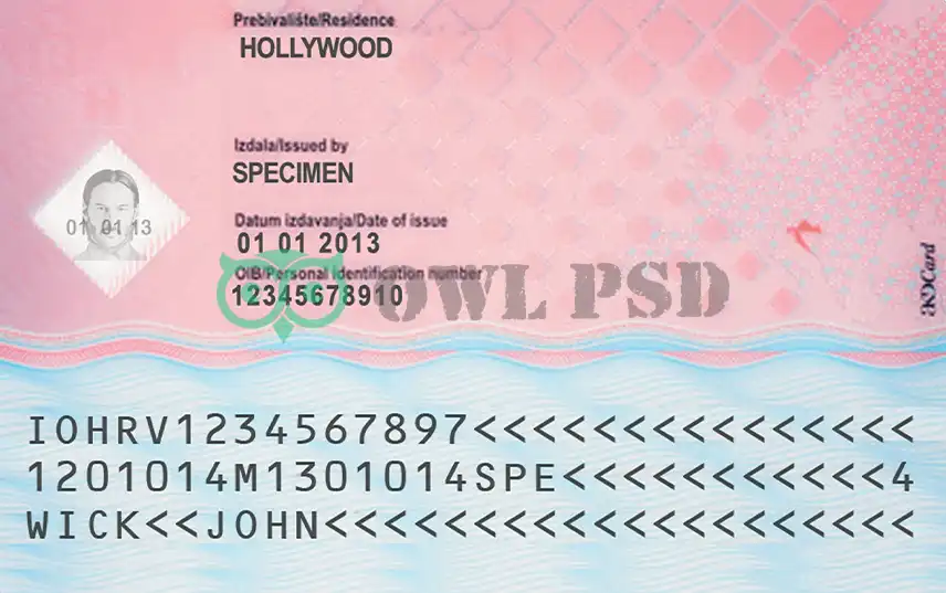 Croatia ID Card Template preview image 2