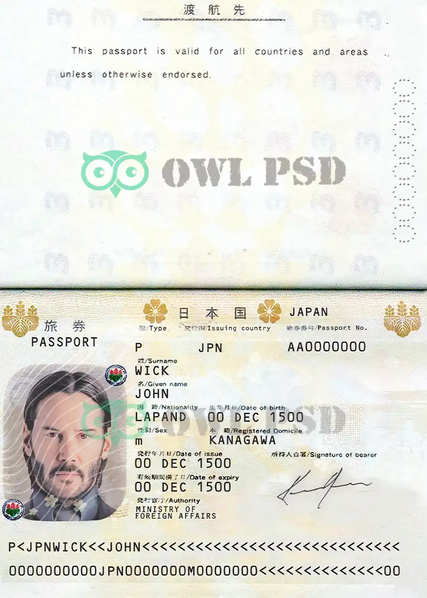 Japan Passport Template preview image 1