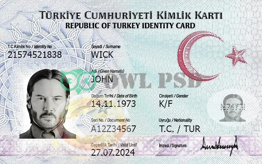 Turkey ID Card Template preview image 1