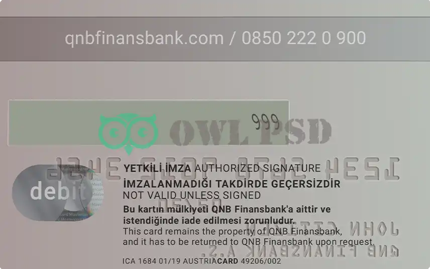 Turkey QNB Finansbank Credit Card Template preview image 2