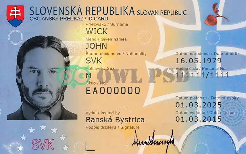 Slovakia ID Card Template preview image 1