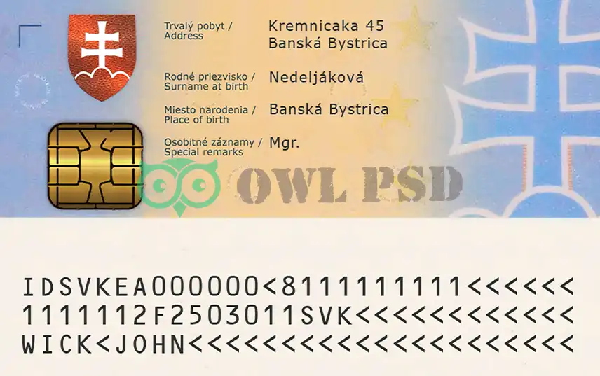 Slovakia ID Card Template preview image 2