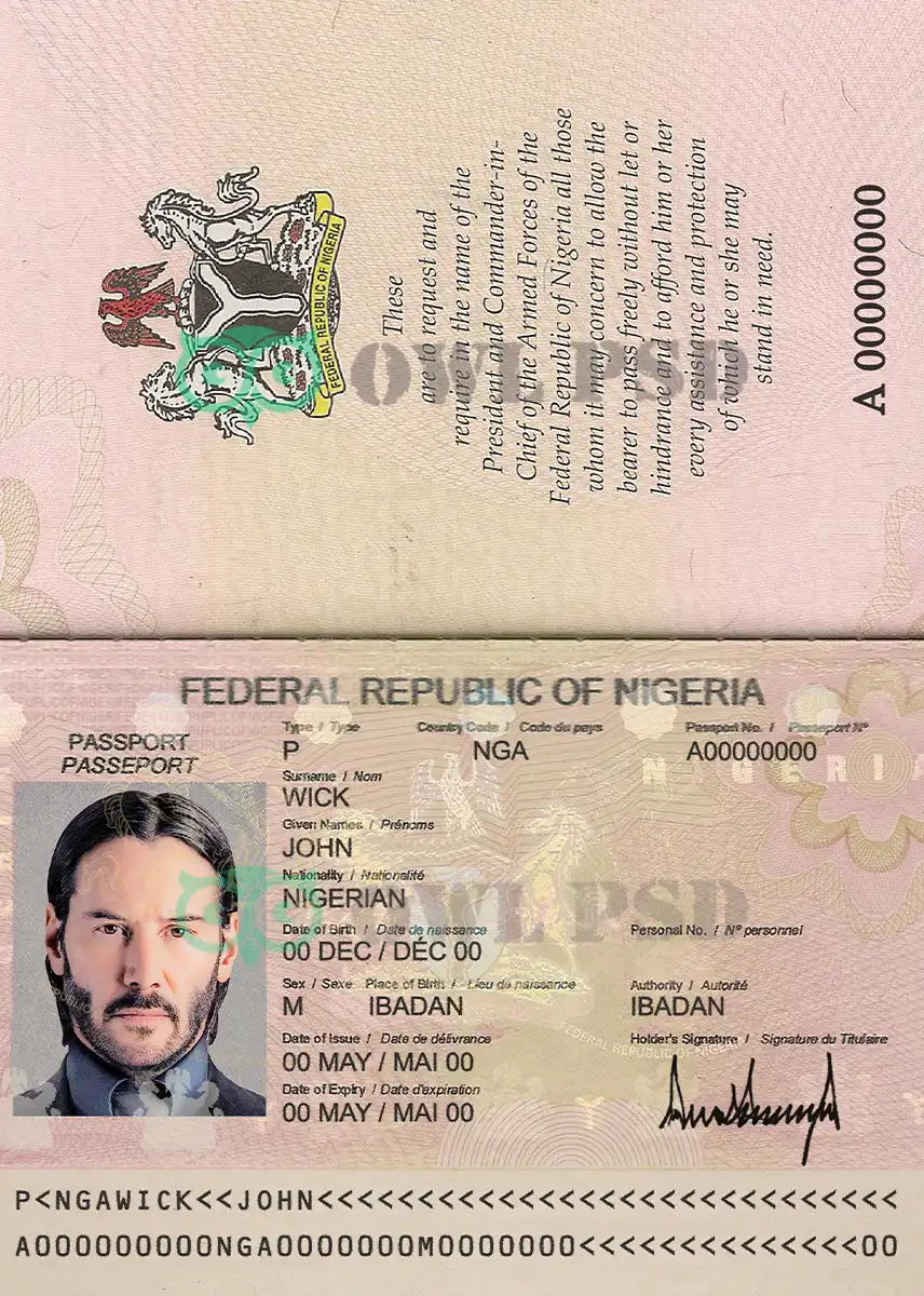 Nigeria Passport Template preview image 1
