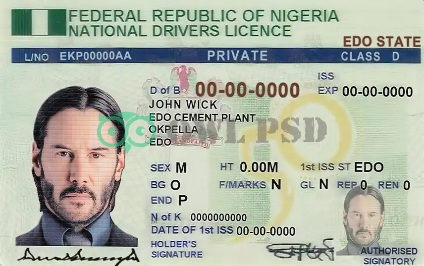 Nigeria Driver License Template preview image 1