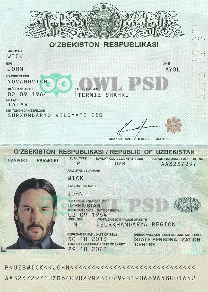 Uzbekistan Passport Template 2011 preview image 1