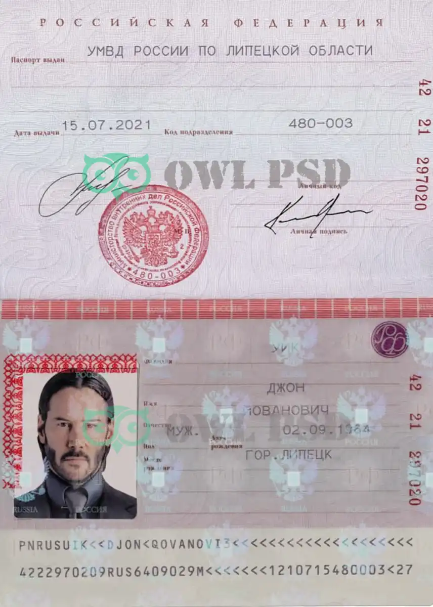 Russia Passport Template 2010 preview image 1