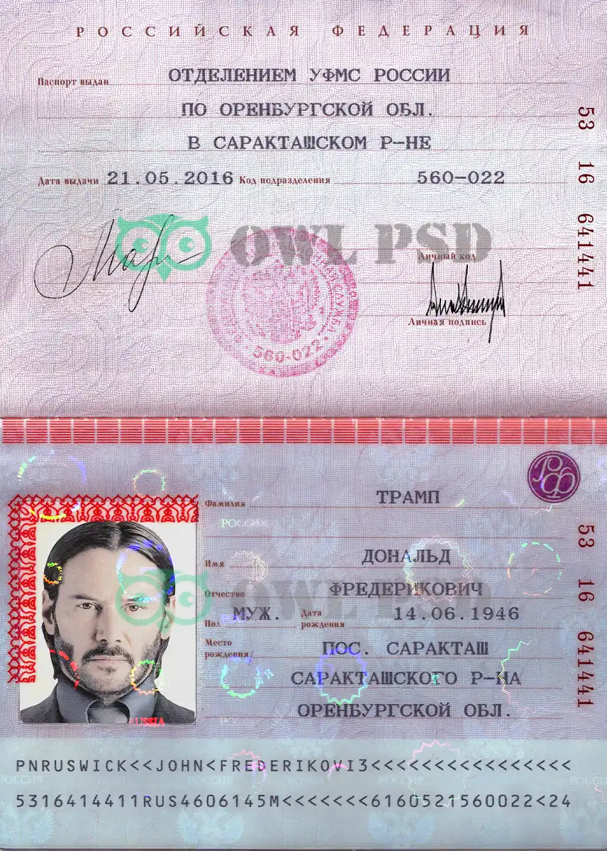 Russia Passport Template 2010 preview image 1