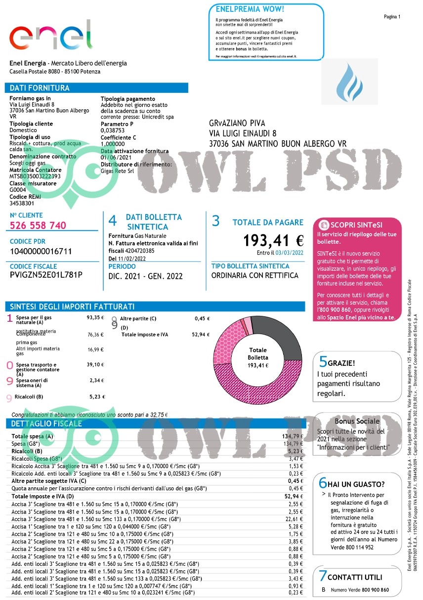 Romania Enel Utility Bill Template preview image 1