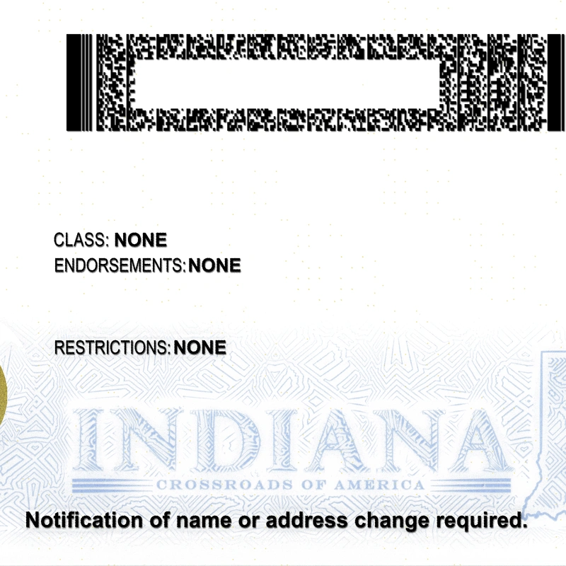 United States (INDIANA) Driver License preview image 2