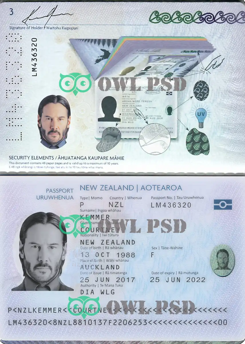 New Zealand Passport Template 2016 preview image 1