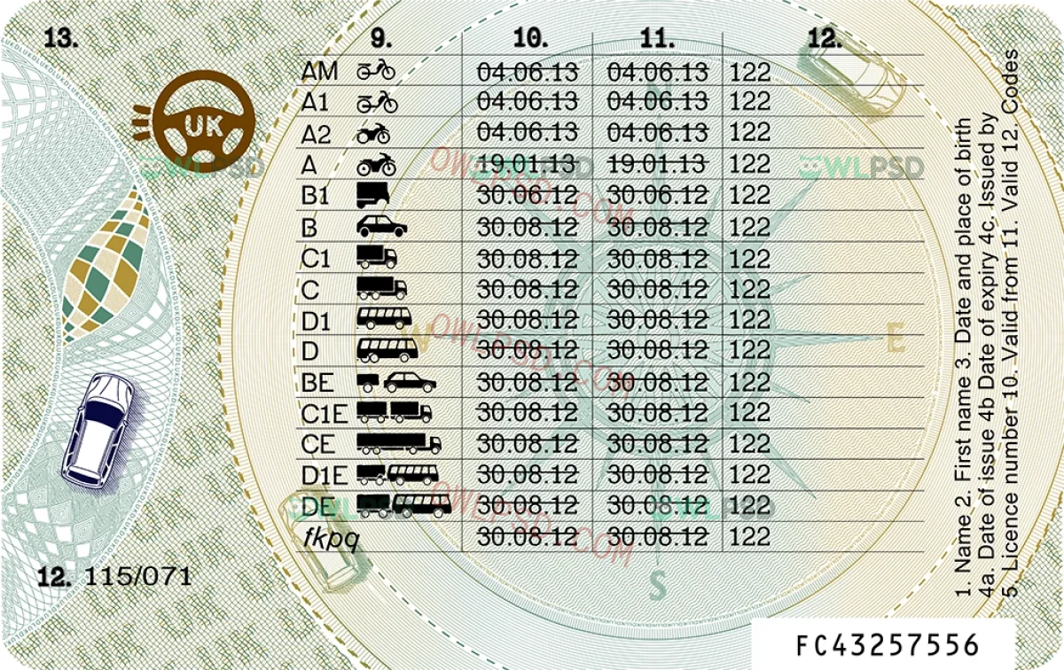 United Kingdom Provisional Drivers License Psd 2022 preview image 1