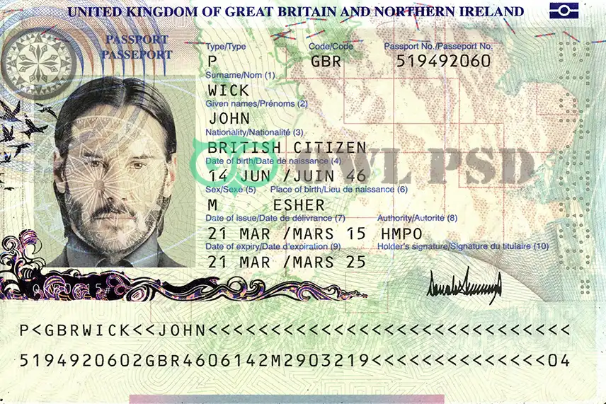 United Kingdom Passport Template 2011
