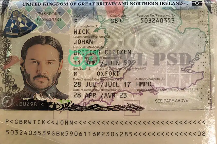 United Kingdom Passport Template 2019 Free