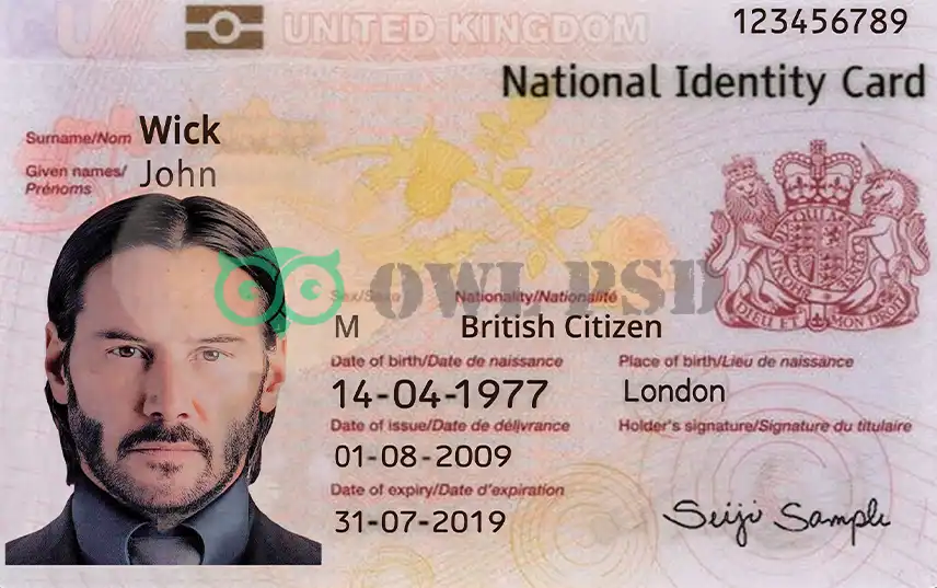United Kingdom ID Card Template