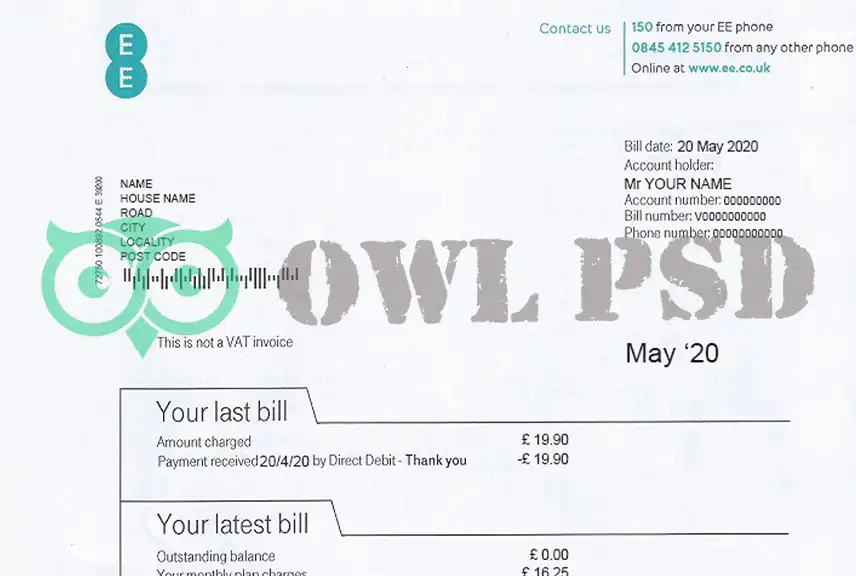 UK EE Bill Template