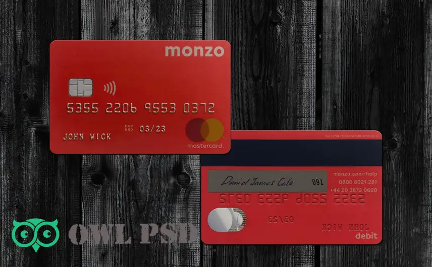 UK Monzo Bank Credit Card Template