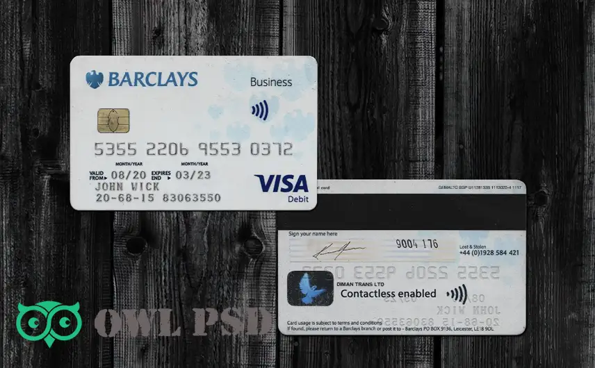 UK Barclays Bank Credit Card Template