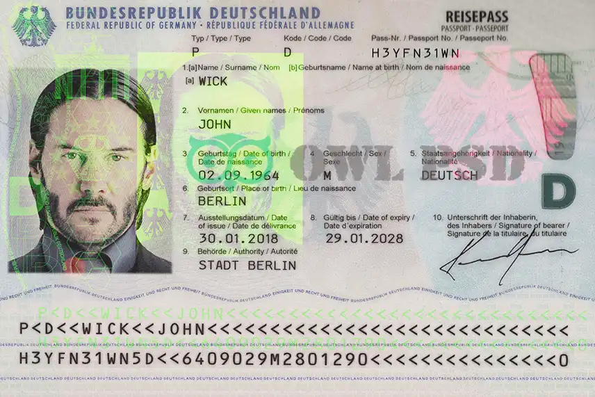 Germany Passport Template 2017