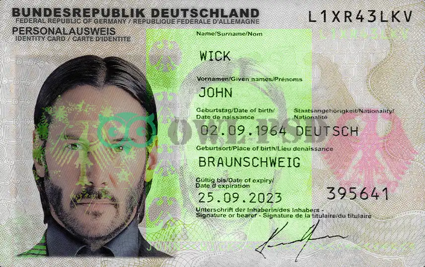 Germany ID Card Template 2010
