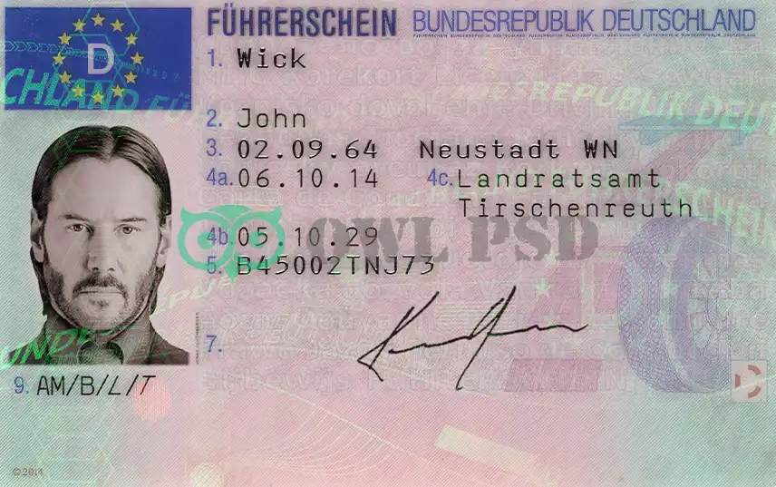 Germany Driver License Template 2013