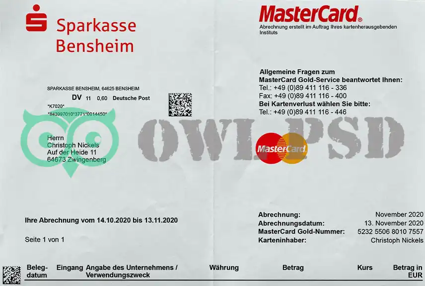 Germany Sparkasse Bensheim Statement Template