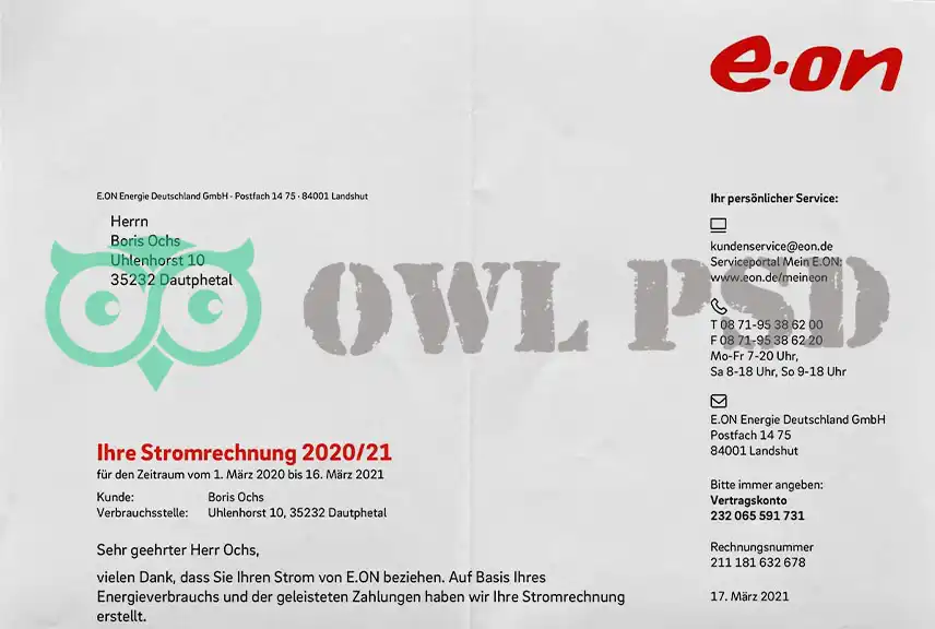 Germany EON Utility Bill Template