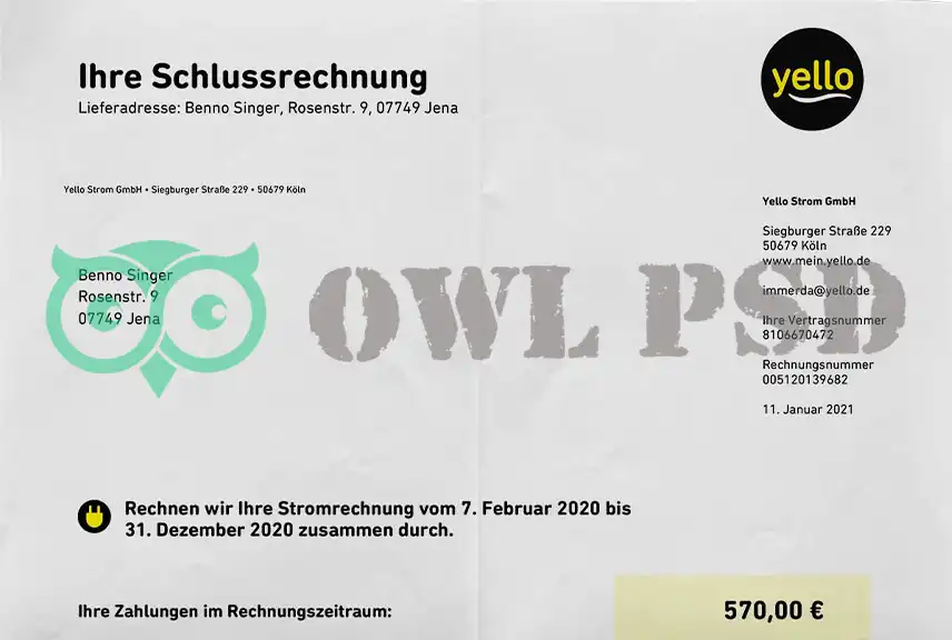 Germany Yello Utility Bill Template