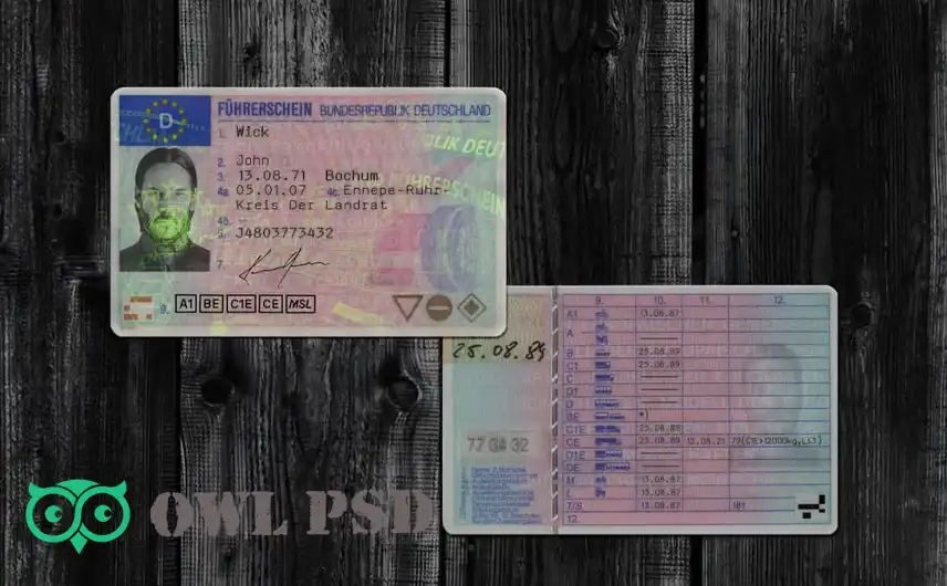 Germany Driver License Template 2001