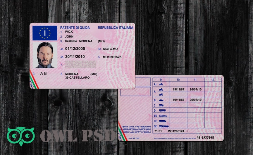 Italy Driver License Template 2002