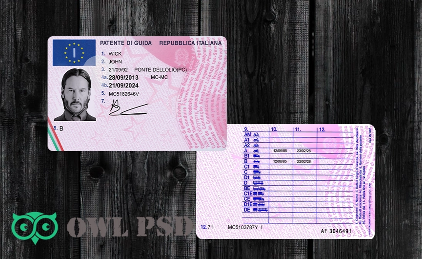 Italy Driver License Template 2013