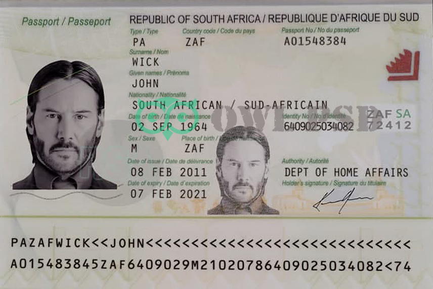 South Africa Passport Template 2009