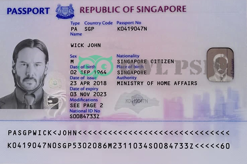 Singapore Passport Template 2017