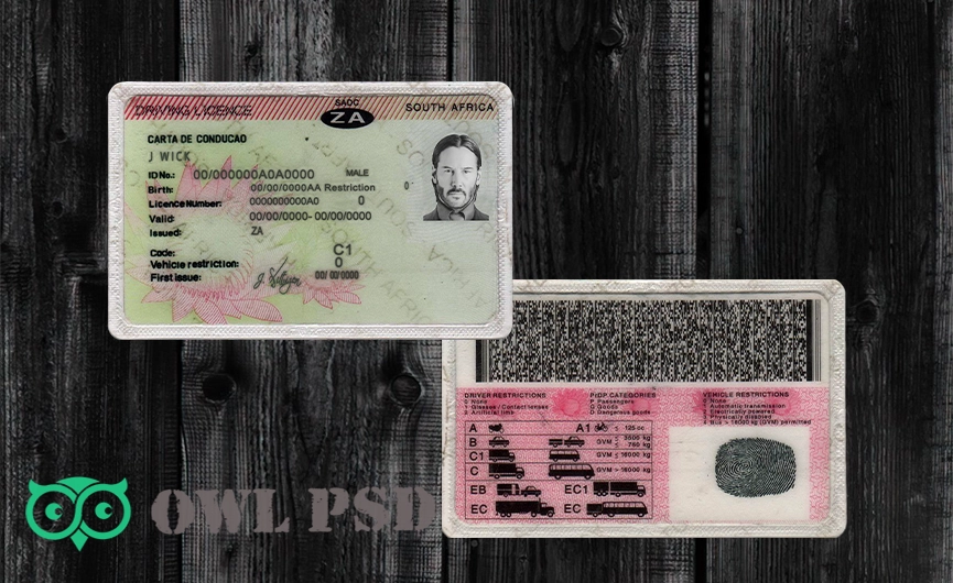 South Africa Driver License Template