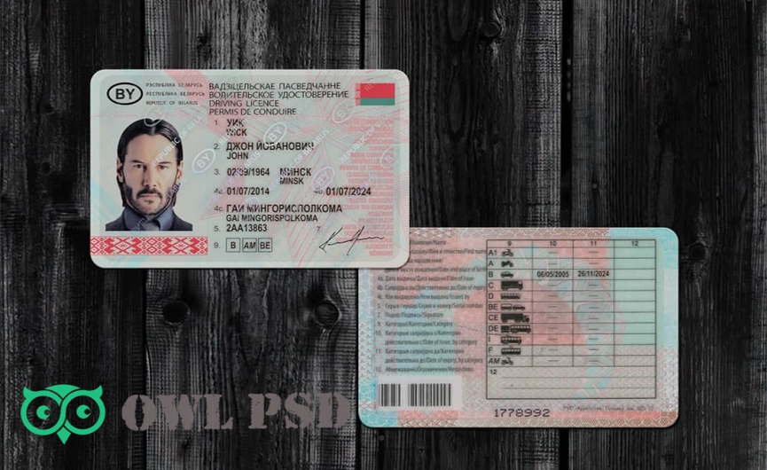 Belarus Driver License Template 2010