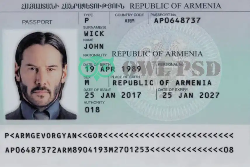 Armenia Passport Template 2008