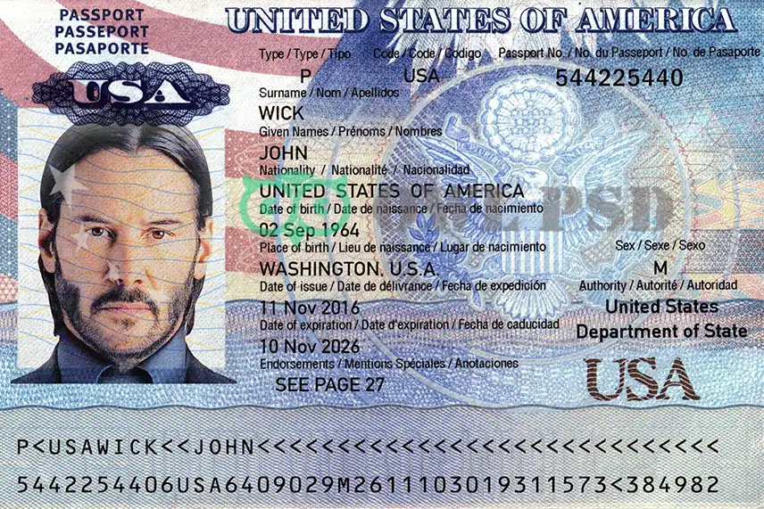 United States Passport Template 2006