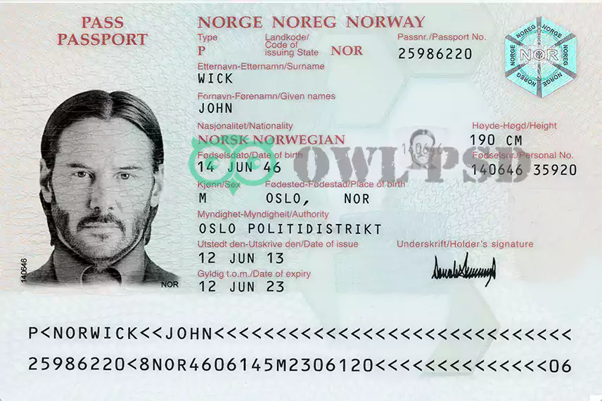 Norway passport Template 2015