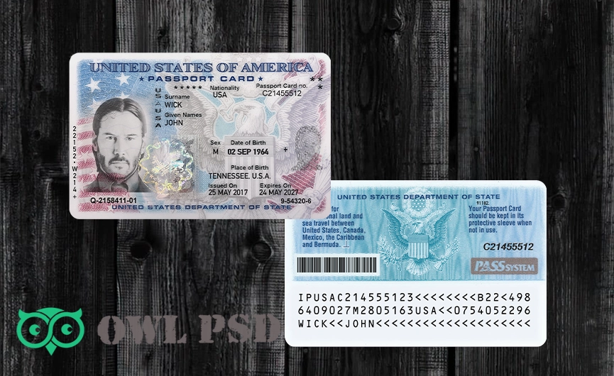 United States ID Card Template 2008