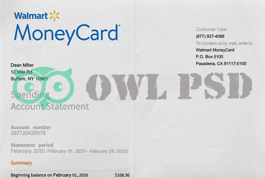 United States Walmart Inc Statement Template