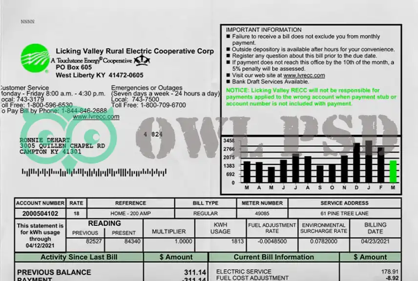 United States Lvrec Corp Utility Bill Template