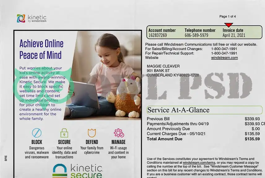 United States Windstream Utility Bill Template
