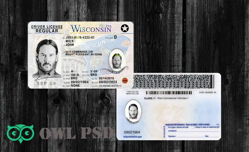 United States (Wisconsin) Driver License New Template