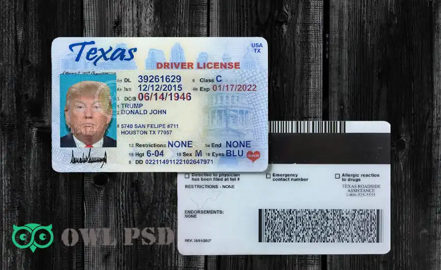 United States (Texas) Driver License Old Template